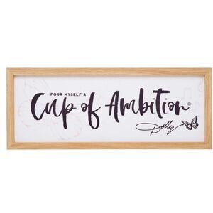 NEW DOLLY PARTON Cup Of Ambition Framed Wood Sign 20” x 8” Collectible Decor NWT